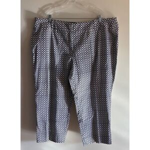 Avenue Studio Womens Plus Size 22 Black White Geometric Diamond Cropped Pants